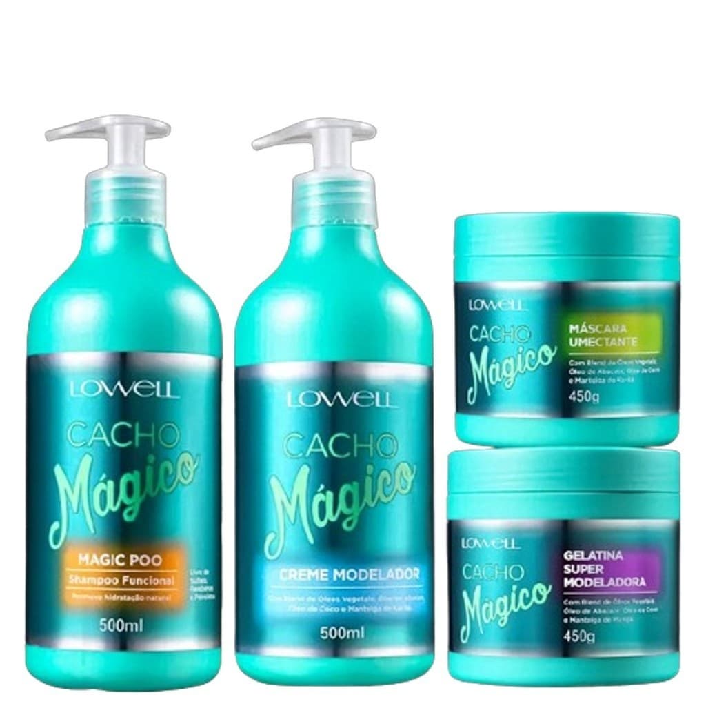 Kit para Cabelos Cacheados Lowell Cacho Mágico 4 itens 4040
