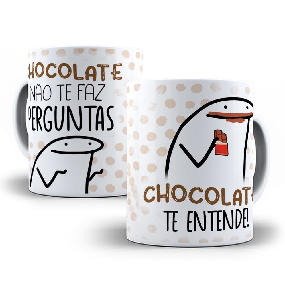 Caneca Bento Flork Páscoa Porcelana Frases Chocolate Divertidos Chocolate Não Te Faz Perguntas Chocolate Te Entende