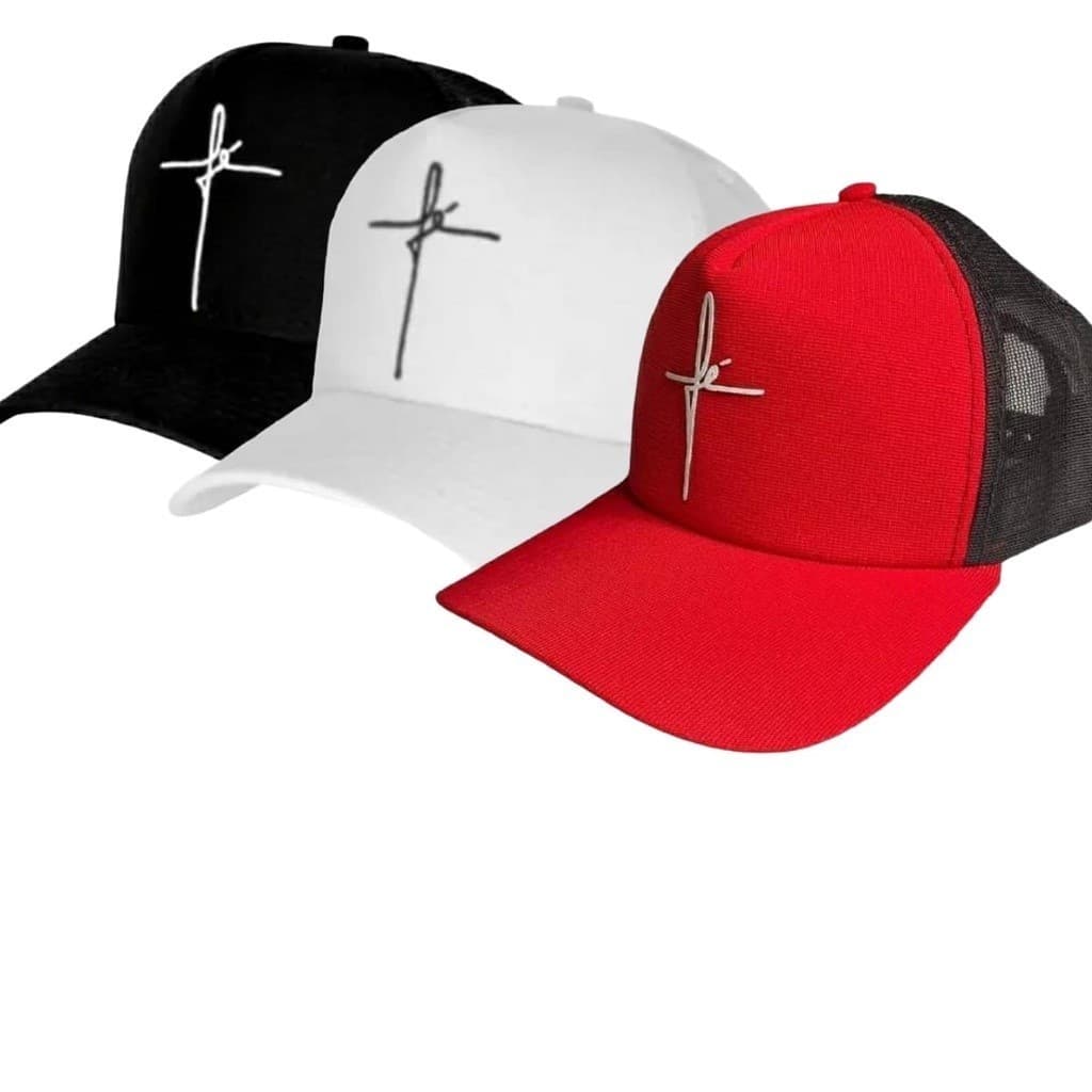 Kit 3 Boné Unissex Trucker Fé Premium Original Promoção Ano novo 2025