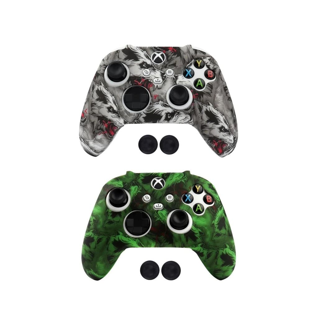 Capa Protetora Silicone Controle Xbox Serie S X Lobo + Par Grip