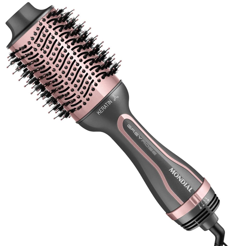 Escova Secadora Modeladora e Alisadora 3 em 1 Mondial ES-11-BI 1300w Rose Grey Keratin Bivolt