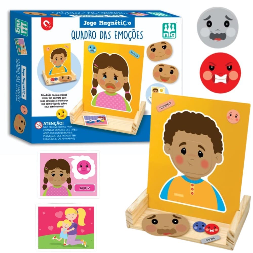 Jogo Educativo Quadro das Emoções Brinquedo Infantil Didático Lousa Magnética com Cartas e Emojis
