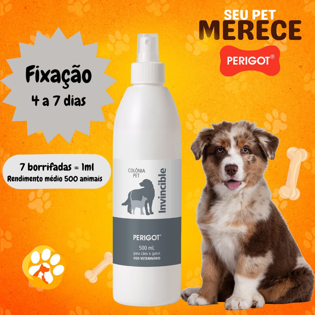 Perfume Alta Fixação Colônia Invincible Profissional Perigot 500ml para Cães e Gatos
