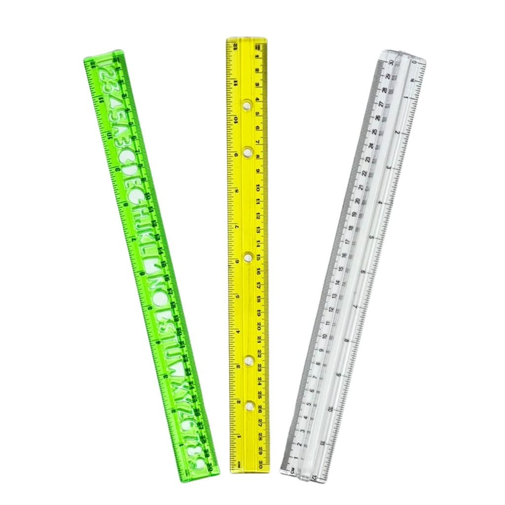 Conjunto de 3 Réguas Escolares 30CM Alfabeto Coloridas