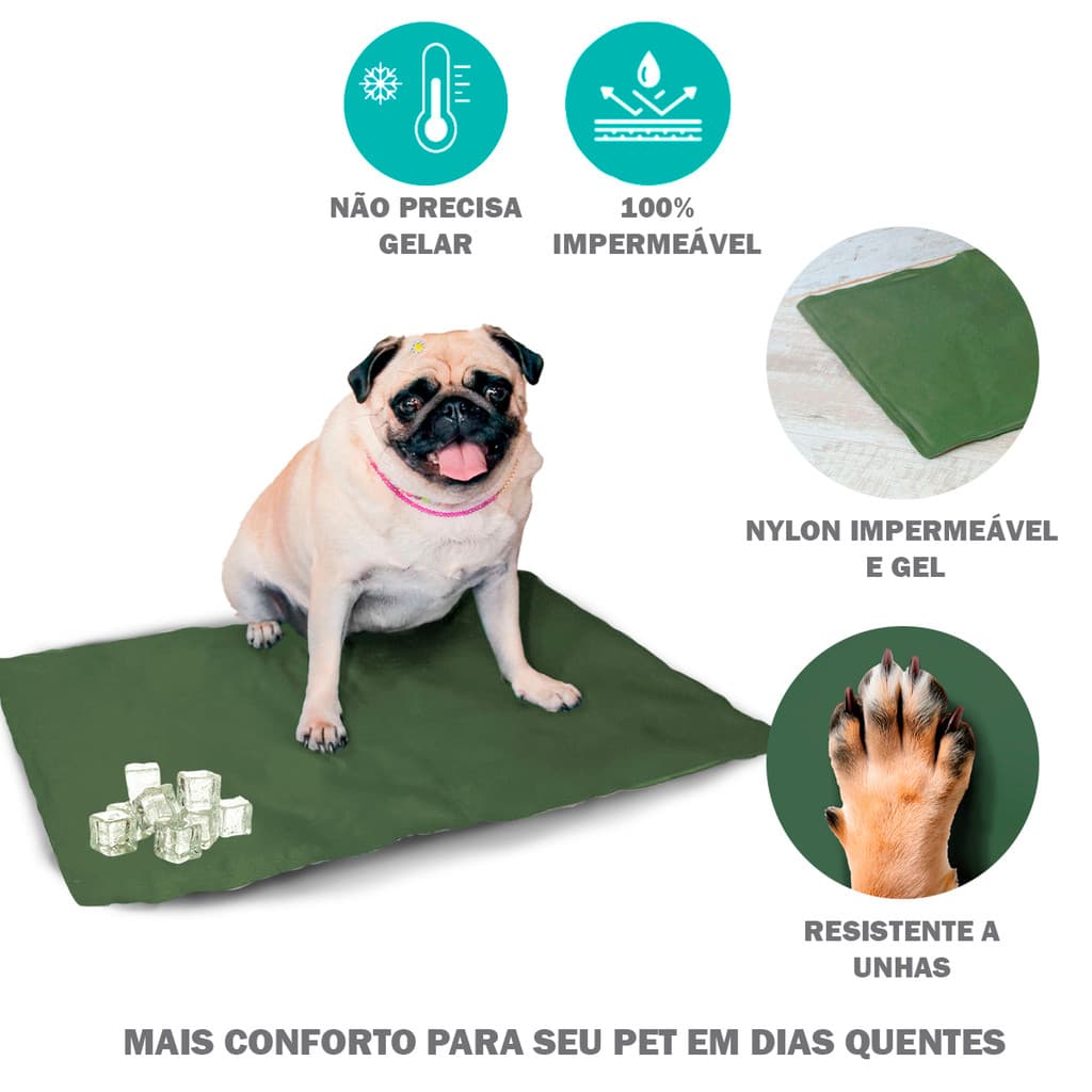 Tapete Gelado Refrescante Pet Cachorro e Gato Em Gel Grande 66x50 Retangular