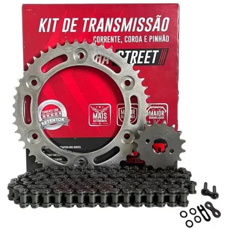 Kit Relação transmissão completa moto Fan 160 Titan 160 Cargo 160 Com Retentor Did Original