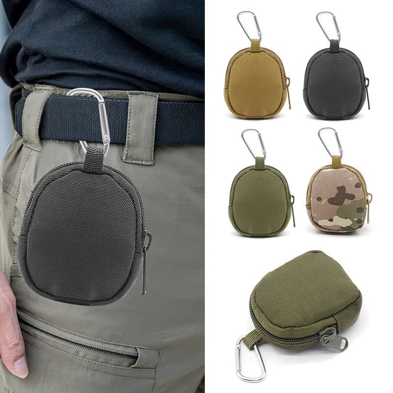 Estojo masculino para chave pendurado na cintura, redondo, resistente ao desgaste, MOLLE, carteira pequena redonda, bols