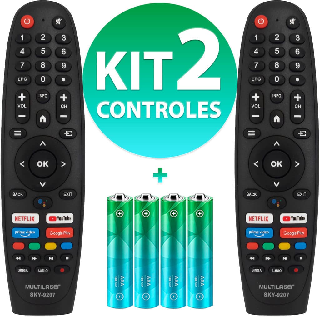 Kit Controle Remoto Compatível Com Tv Multilaser Smart Tl042 Tl045 TL046