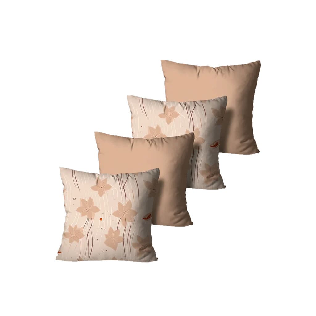 Kit com 4 Capas de Almofadas Decorativas Floral Creme