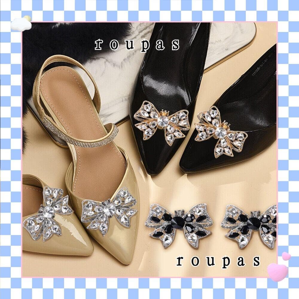 Clipes De Sapato ROUPAS , Fivelas Removíveis Para Sapatos Com Laço , Decorações De Noiva De Salto Alto Strass
