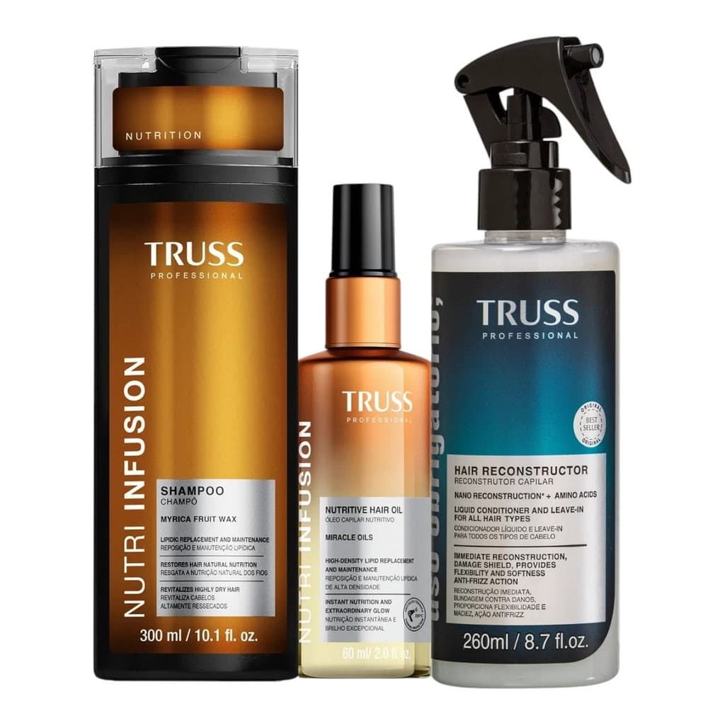 Kit Truss Nutri Infusion - Shampoo 300ml + Óleo 60ml + Uso Obr. Reconstrutor Capilar 260ml