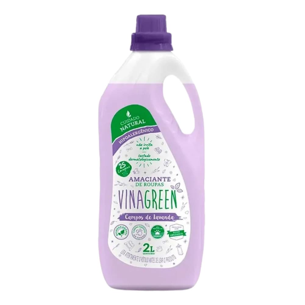 Amaciante Vinagreen 2L Suavidade Perfume Hipoalergênico Vinagre Elimina Mau Cheiro Bebê Antialérgico