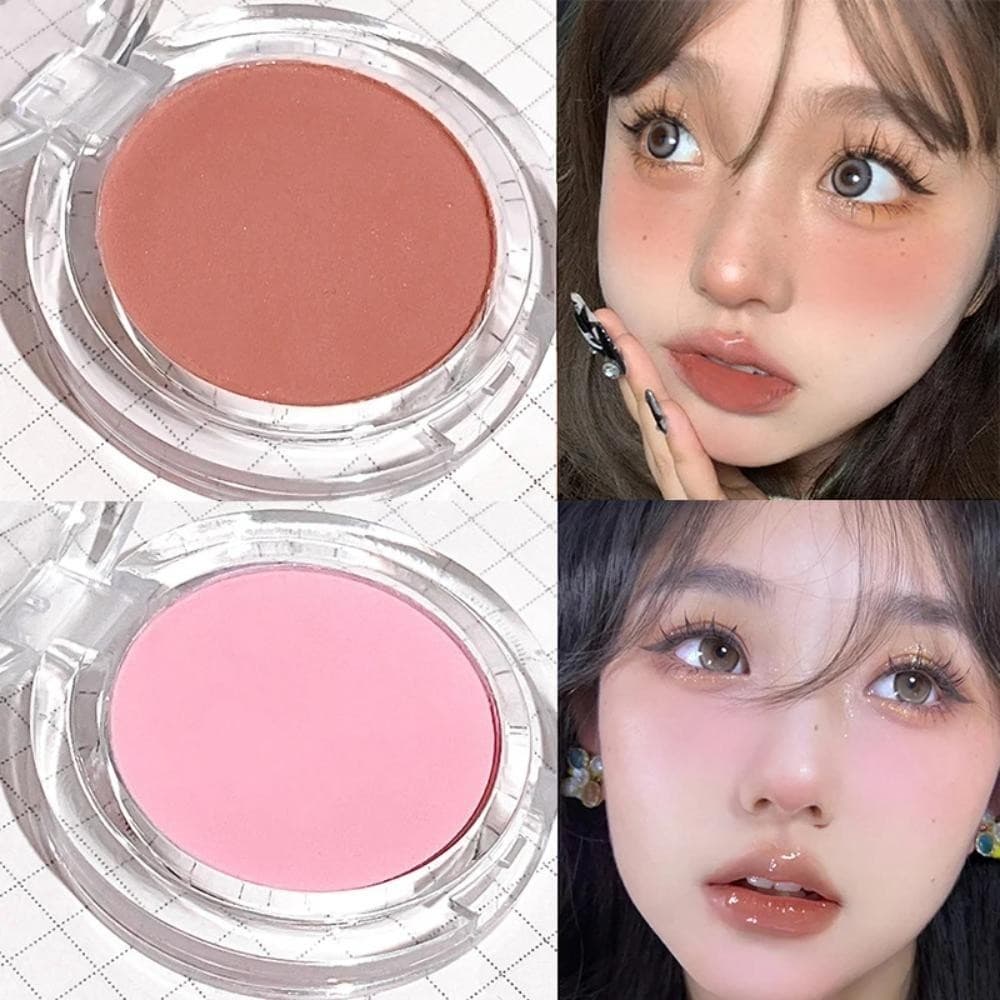 Paleta De Blush Monocromático Rosa Laranja Névoa Macia Menina Em Pó Natural Maquiagem Facial Fosco Pêssego Rouge Contorn