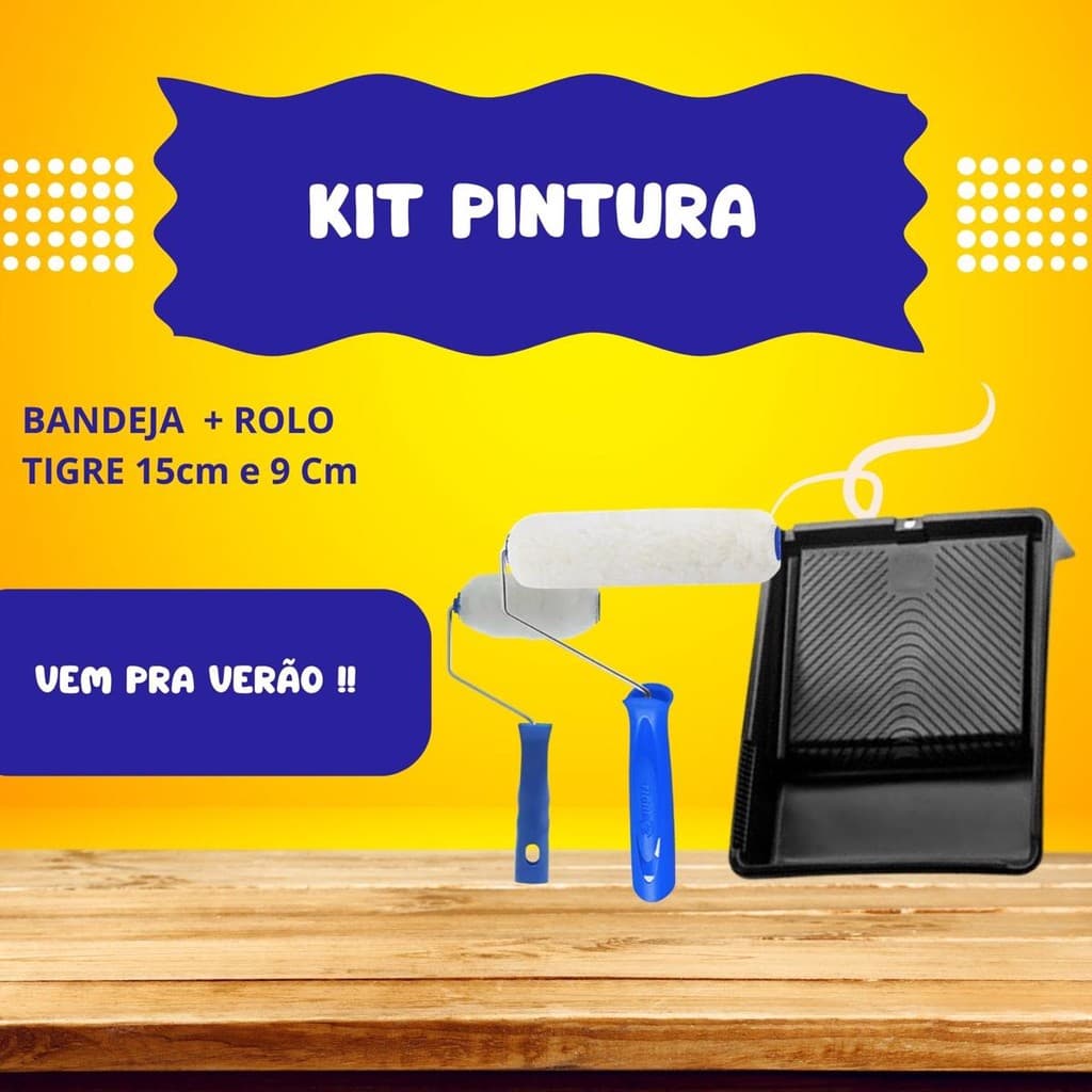 Kit Pintura Bandeja 15 cm + Rolo de Lã 9cm + Rolo de lã 15cm TIGRE
