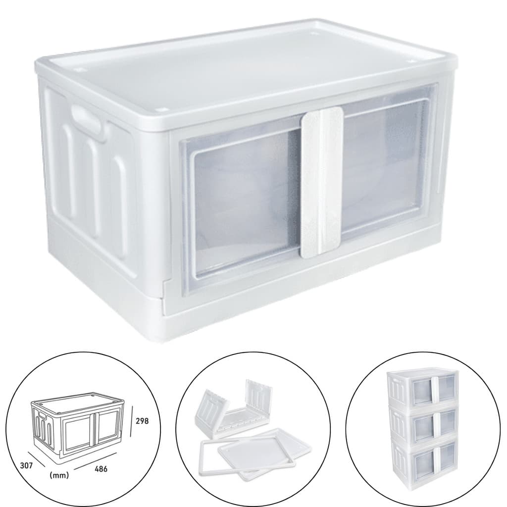 Caixa Organizadora Multiuso Dobrável Porta Dupla 30L Branco ARQPLAST  25919PM