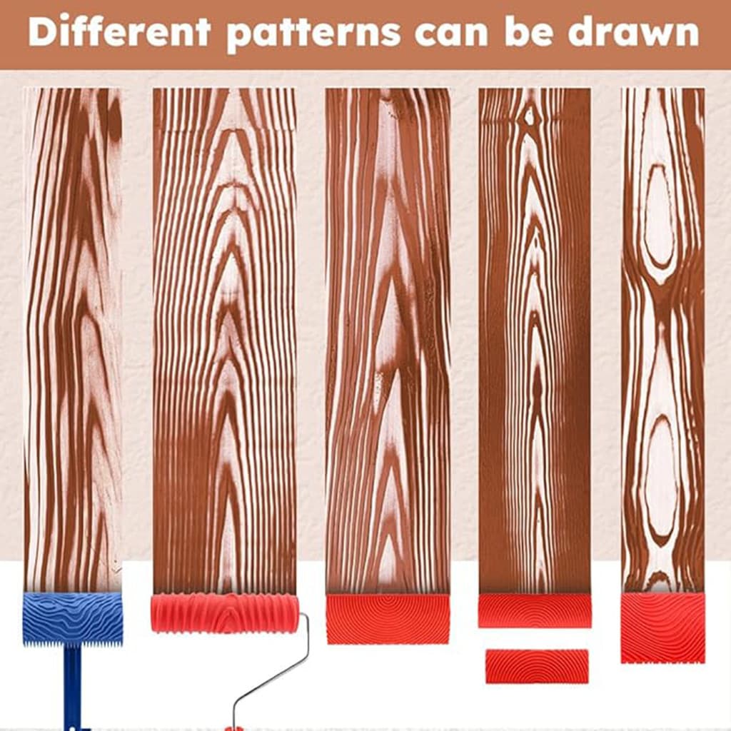 6 Pçs Conjunto De Ferramentas De Granulação De Madeira Falso Grão Rolo Ferramenta De Pintura Para Parede Sala Arte Decor