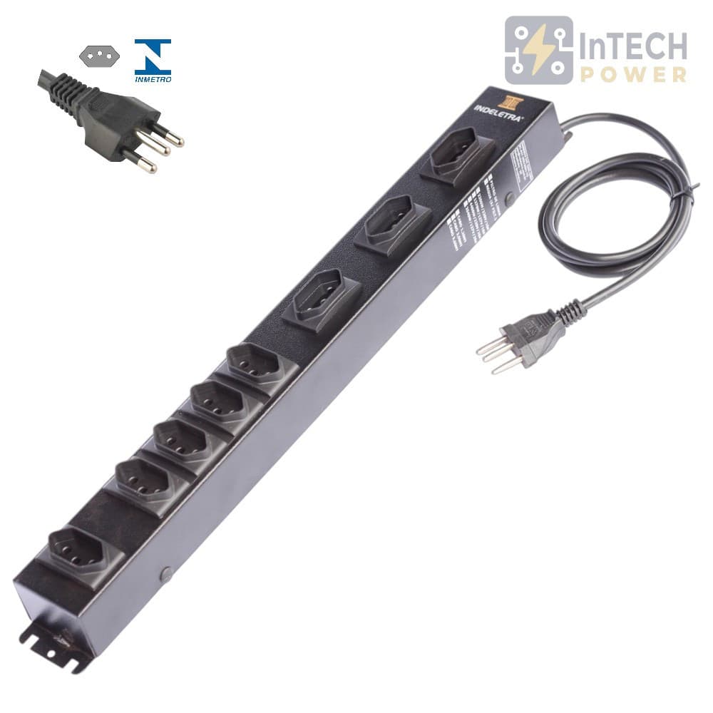 FILTRO DE LINHA PADRAO RACK 19 POL. 8 TOMADAS ATÉ 20A - 220V - CABO 1,2M PRETO