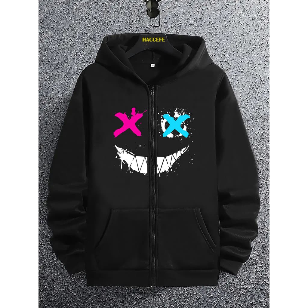 Moletom masculino moderno com ZIPER e estampa geométrica exclusiva casual de manga comprida