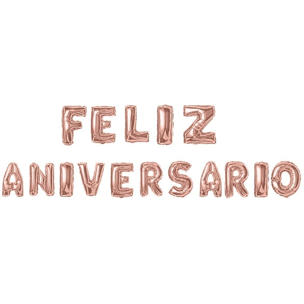 Kit Festa Balão Metalizado 16" 40cm Com Letras Festa Feliz Aniversário Prata, Dourado e Rose Gold