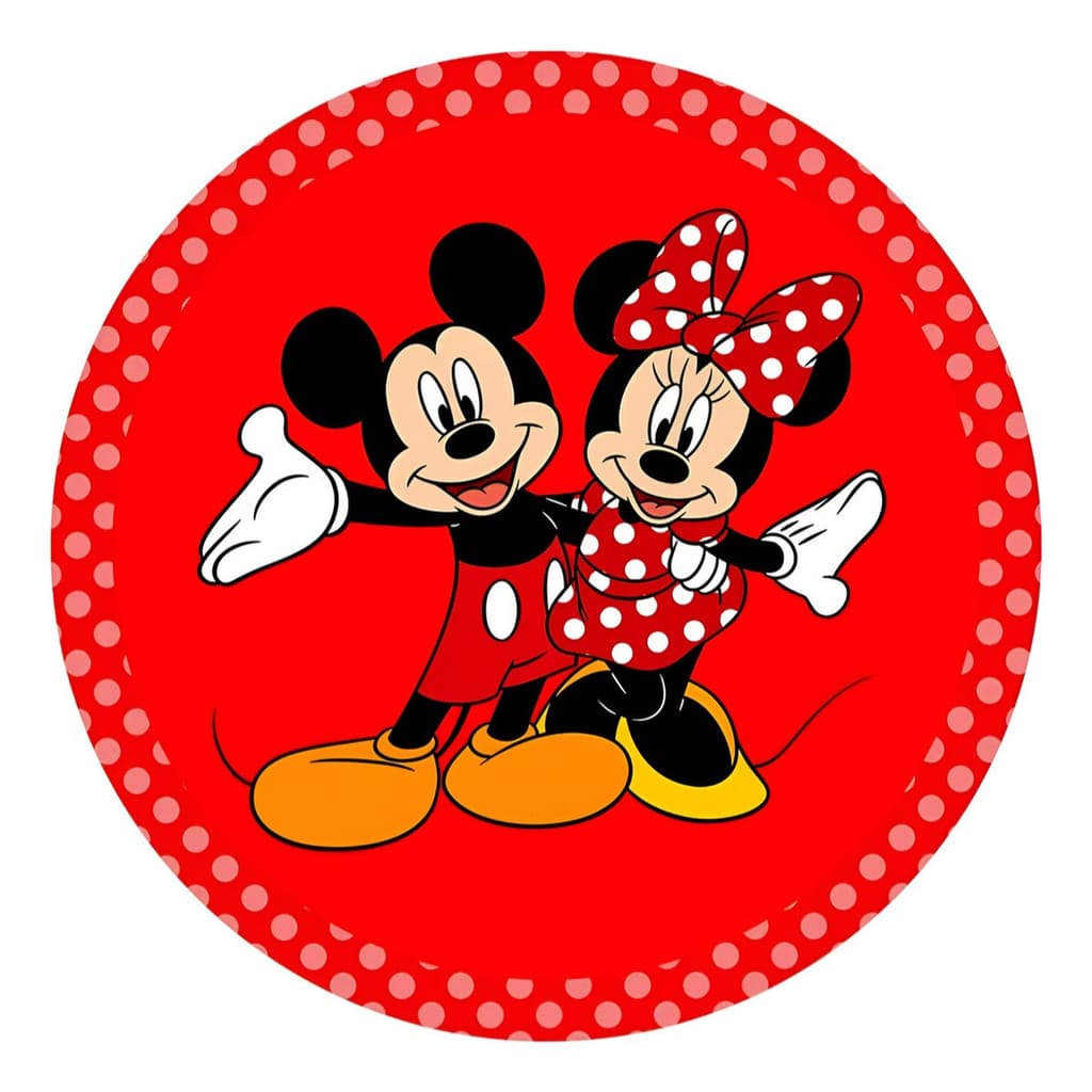 Mini Capa Painel Redondo 50cm Estampa Disney Mouse Baby Para Decoração de Mesa Infantil