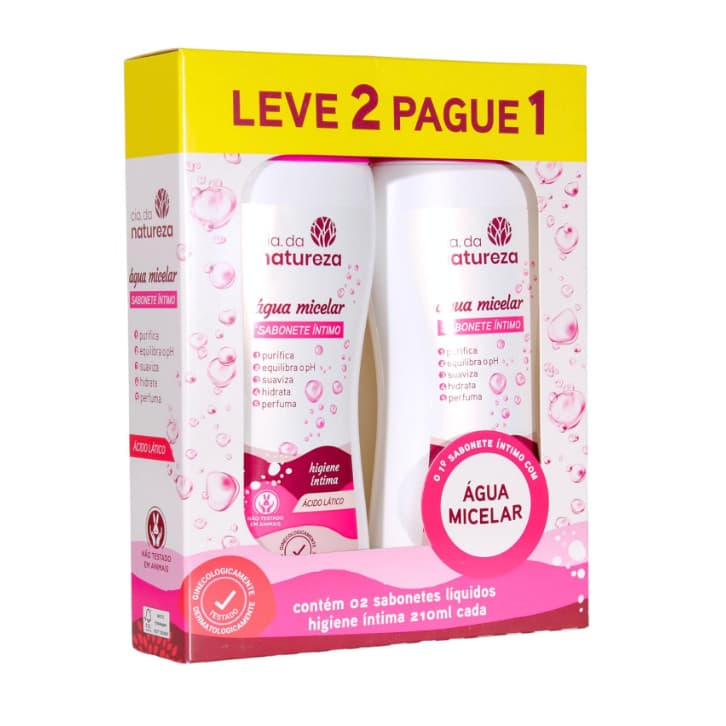 Kit 2 Un Sabonete Íntimo Água Micelar 210Ml  - Cia Da Natureza
