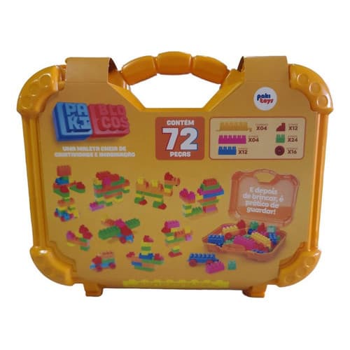 Kit Brinquedo Infantil Maleta Blocos Encaixe 72 Peças Educativo E Didático - Pakitoys