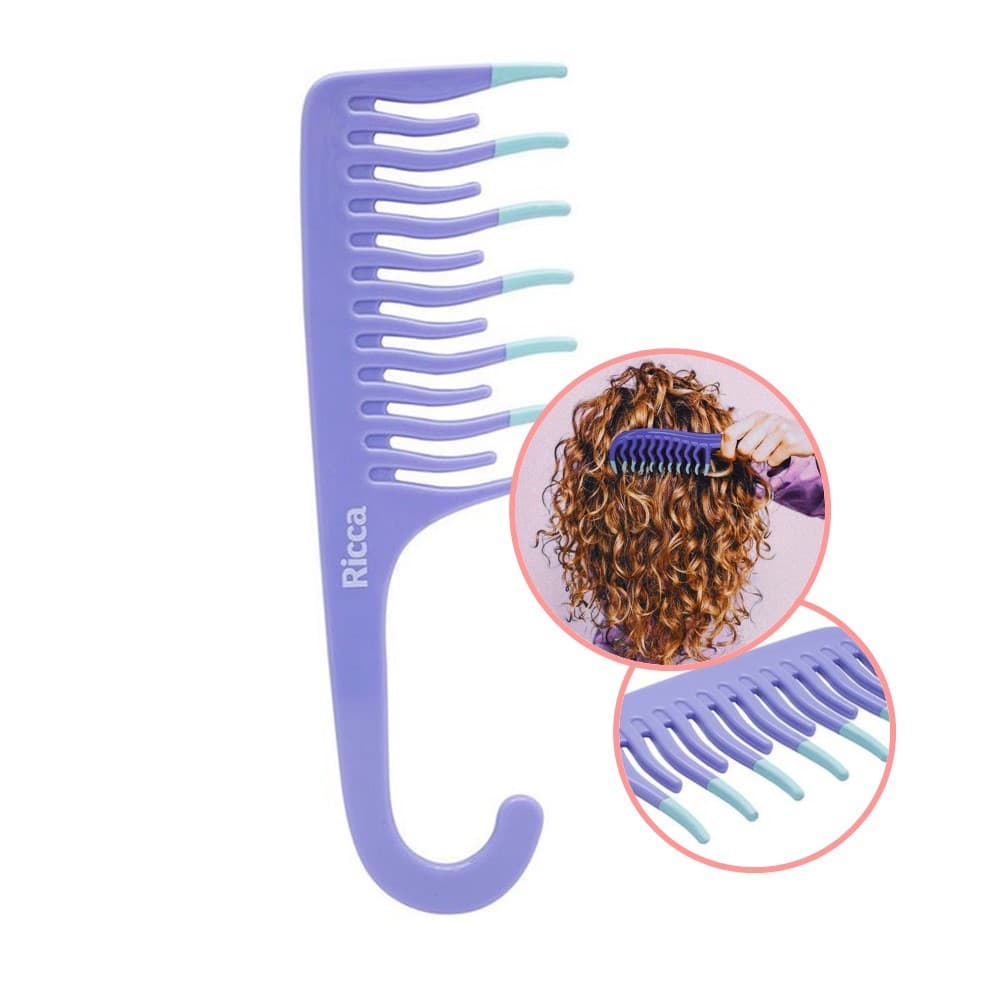 Pente para Cachos Cabelos Cacheados Shower Roxo Ricca