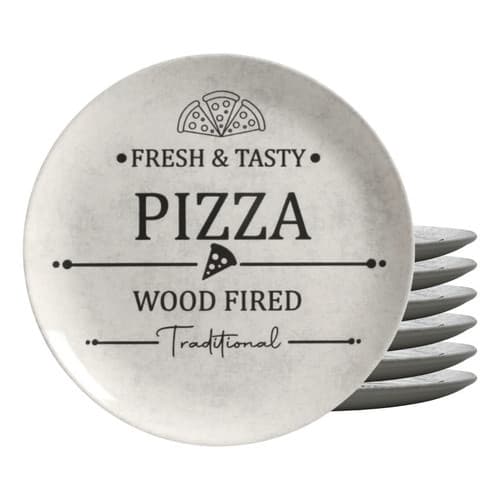 Jogo De 06 Pratos Raso Cerâmica 29cm Kit Pizza Alleanza