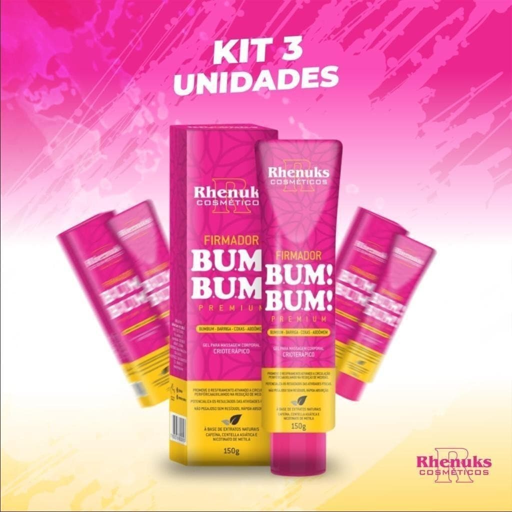 kit 3 Creme Gel Massageador Firmador De Bumbum Premium Para Celulite Estria Flacidez Redutor de Gorduras