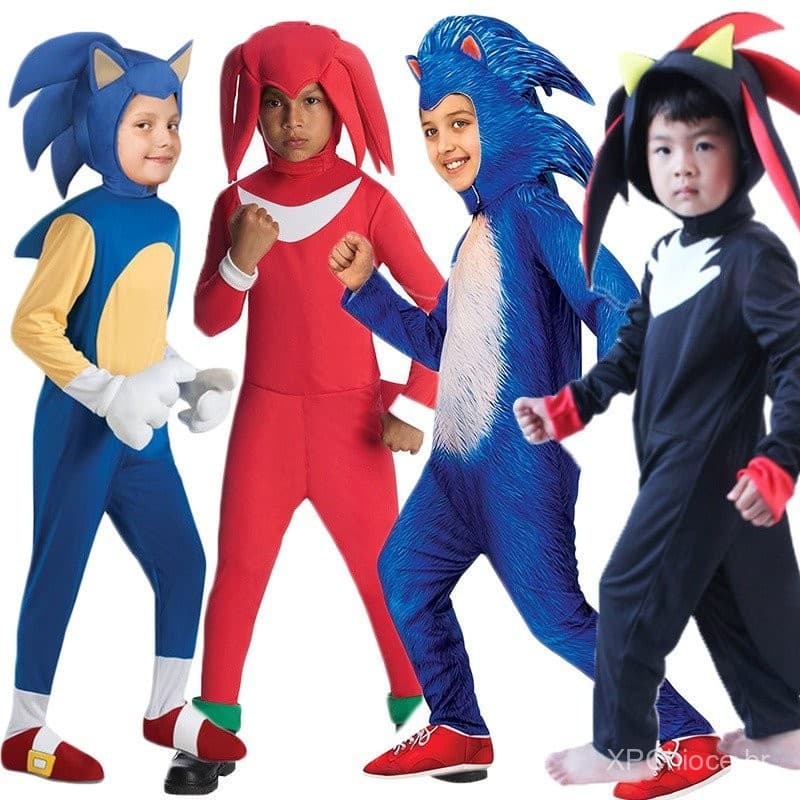Crianças Deluxe Sonic The Hedgehog Cosplay Meninos Meninas Jogo Fun Caráter Desempenho Festa De Halloween Conjuntos De R