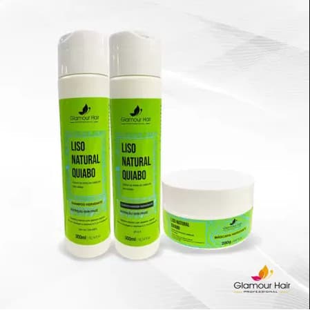 Kit Shampoo + Condicionador + Máscara Liso Natural Quiabo - Glamour Hair