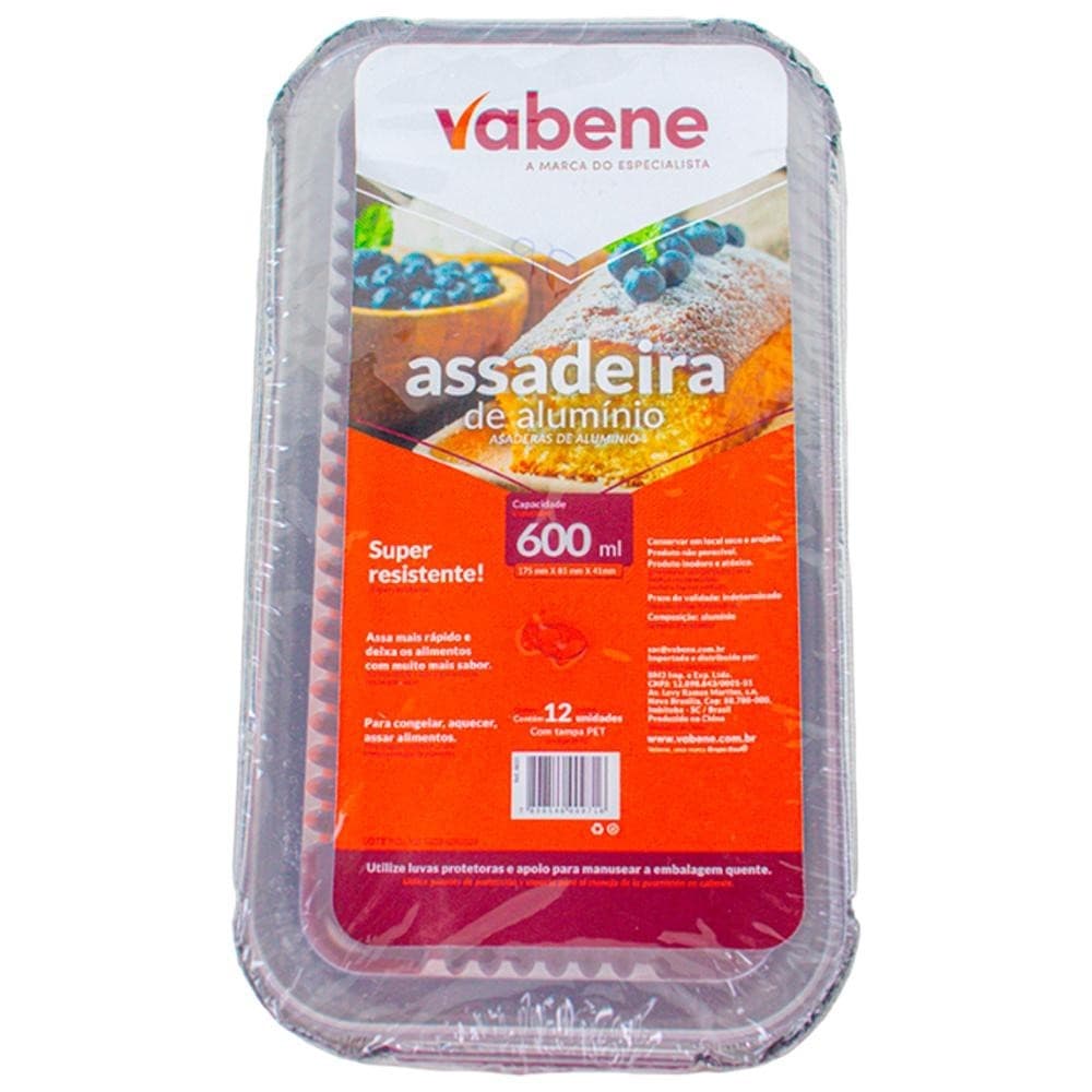Assadeira de Alumínio com Tampa Pet 600 ml 12 Unidades