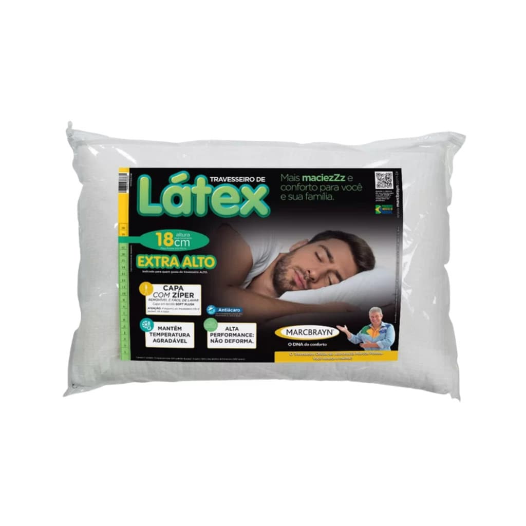 Travesseiro Em Látex 18cm Marcbrayn