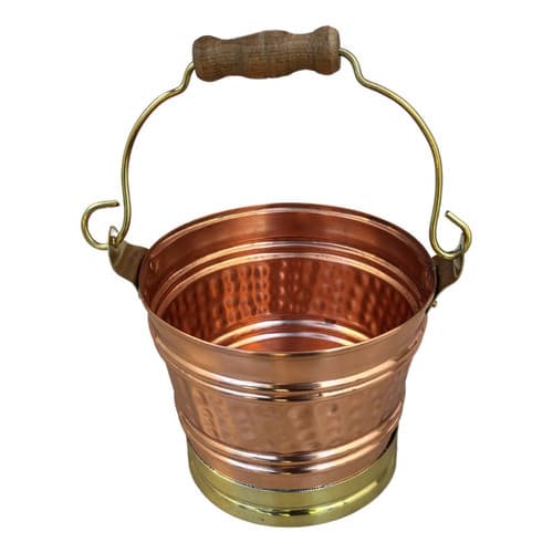 Balde Gelo Cobre Puro Cabo Madeira Frete Gratis 20 Cm