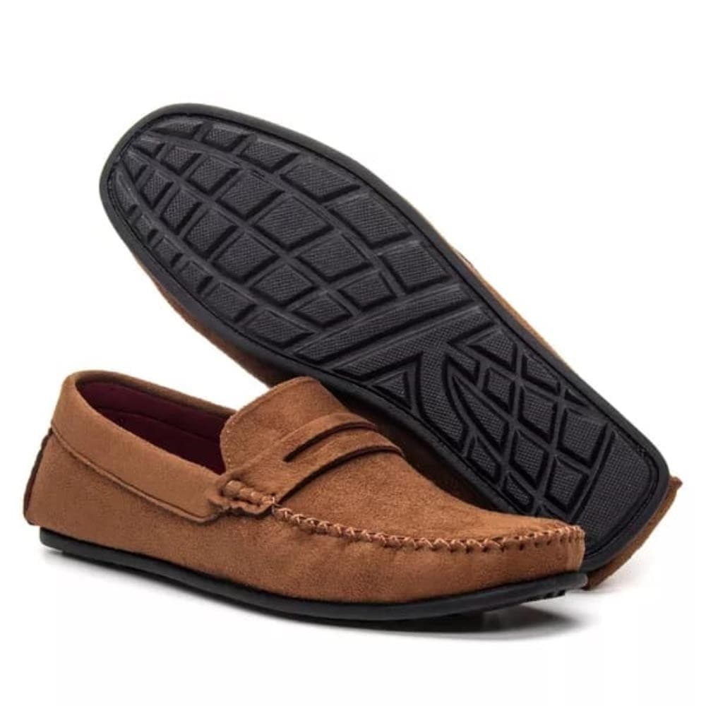 Mocassim Casual Masculino Bico Quadrado Costura Calce Fácil Confortável