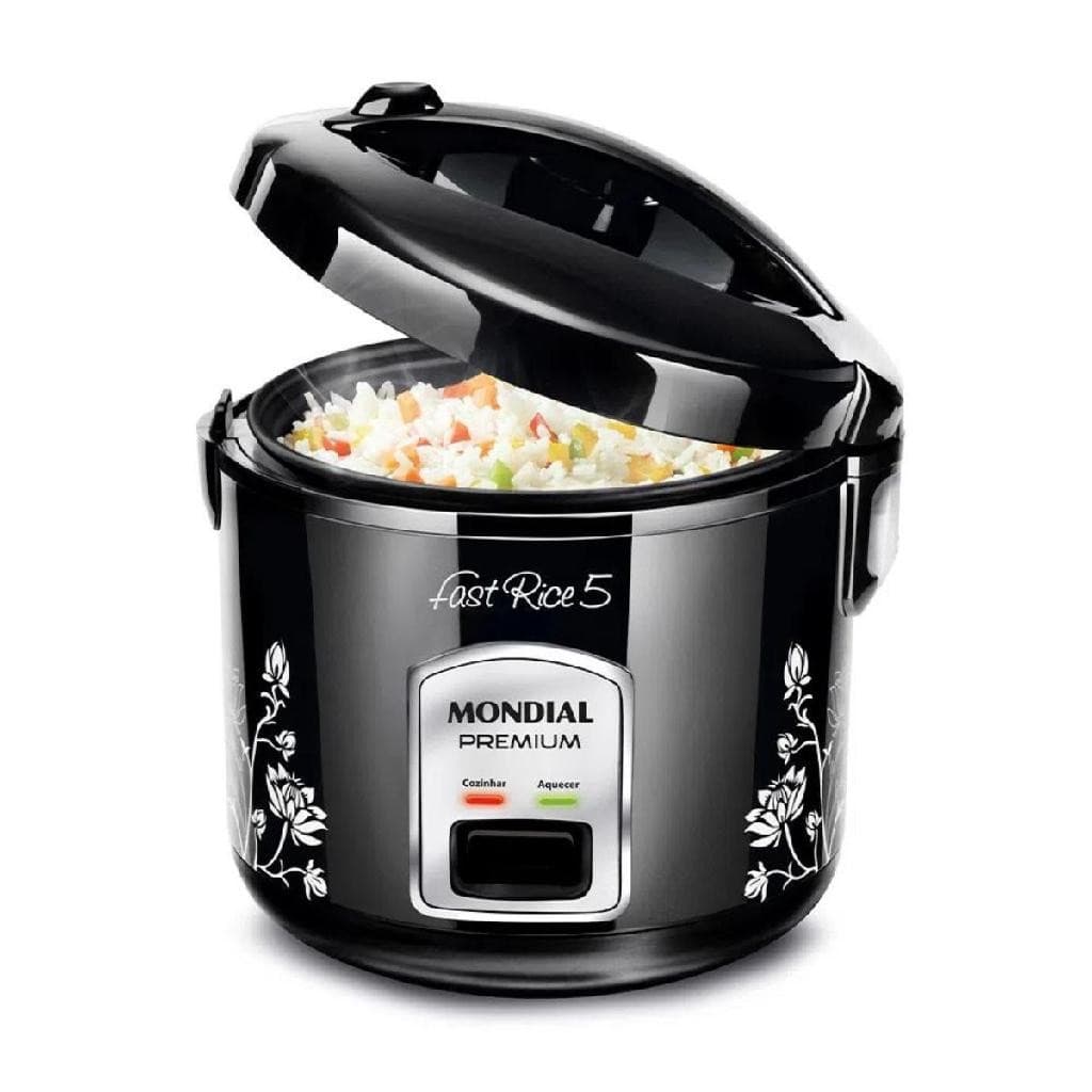 Panela Elétrica Arrozeira Mondial NPE-08-5X 110V Fast Rice 5 Premium À vapor Potente Moderna Preta