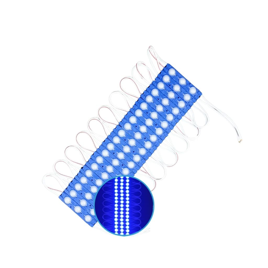 100 Módulos 3 Led Luminoso Injetado 1.5w 12v Ip67 Azul Royal