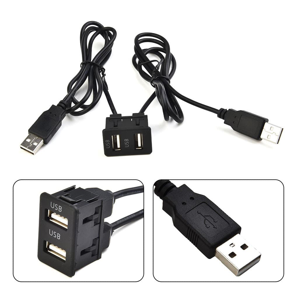 Cabo Adaptador De Extensão USB Duplo Para Painel De Porta De Montagem Embutida Carro De 100 Cm