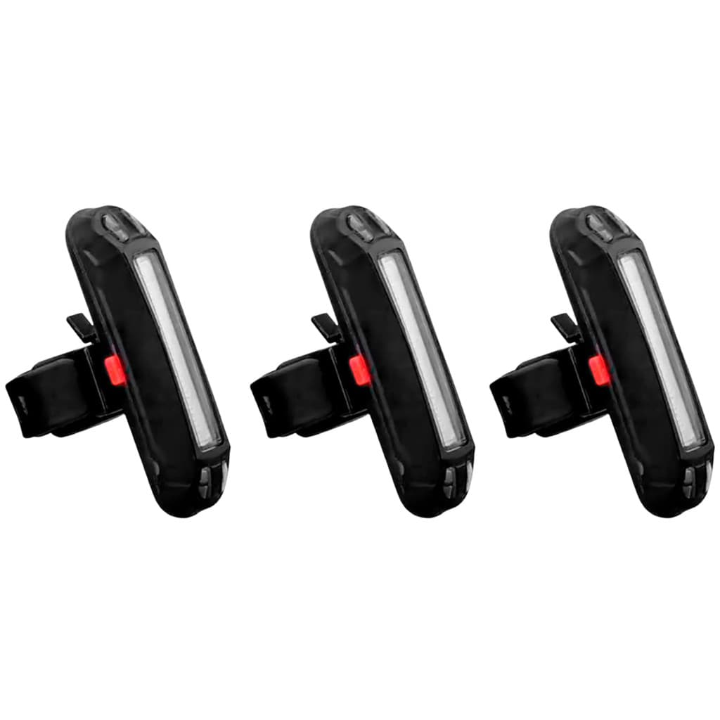 Kit 3 Lanterna Traseira Bike LED 5 Modos Recarregável à Prova D’Água