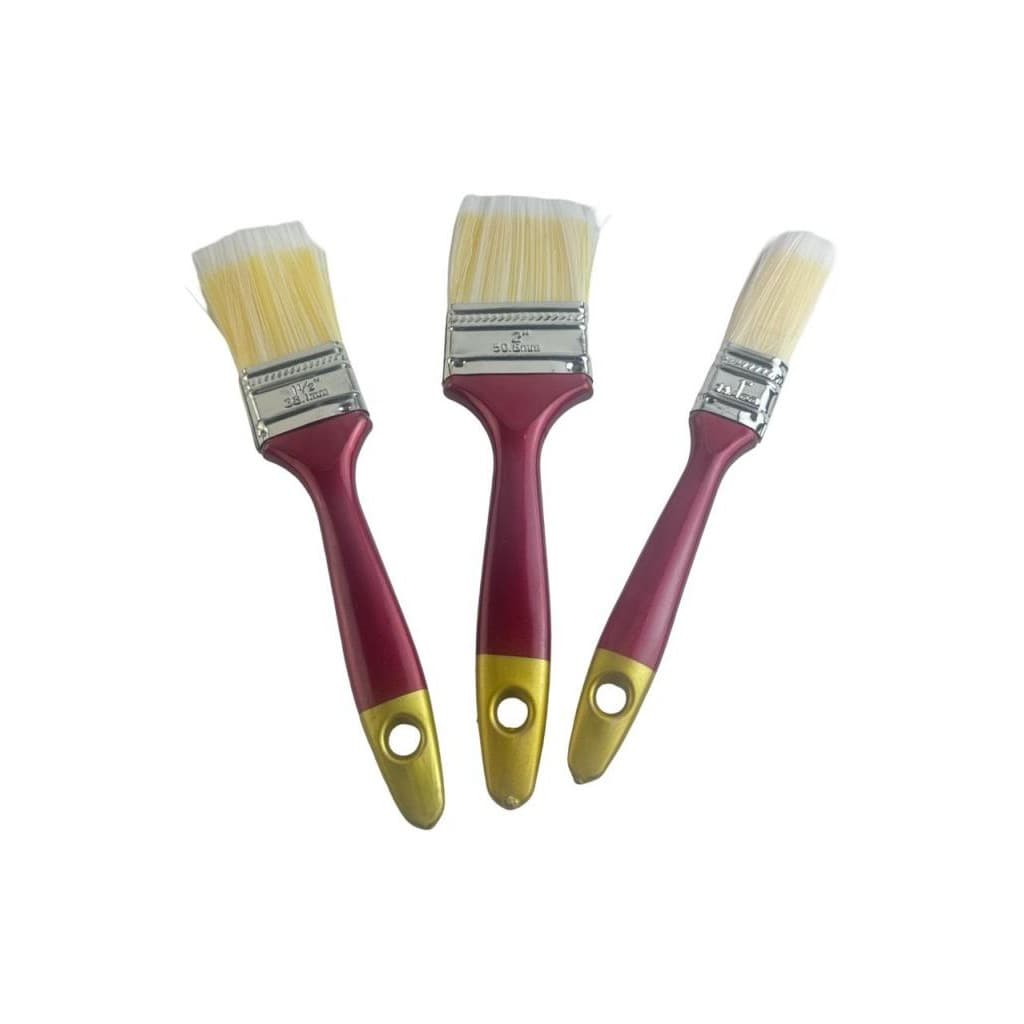 Kit com 3 Trinchas Pincel de Pintura com Cabo Plástico