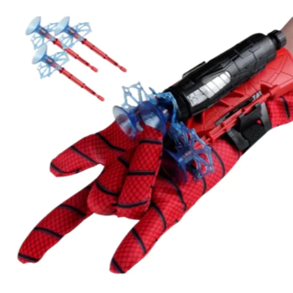Luva do Spider Lançador de Teia de Aranha Brinquedo de Menino Heró Aranha Lança Dardos