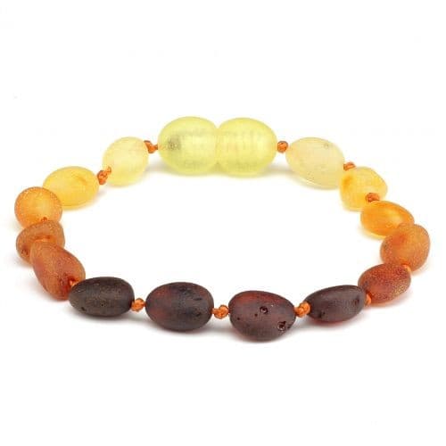 Pulseira de Âmbar Bebê Oval Rainbow Não Polido
