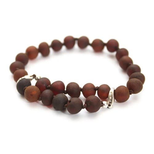 Pulseira/Tornozeleira de Âmbar Regulável Conhaque Escuro Não Polido 21 cm