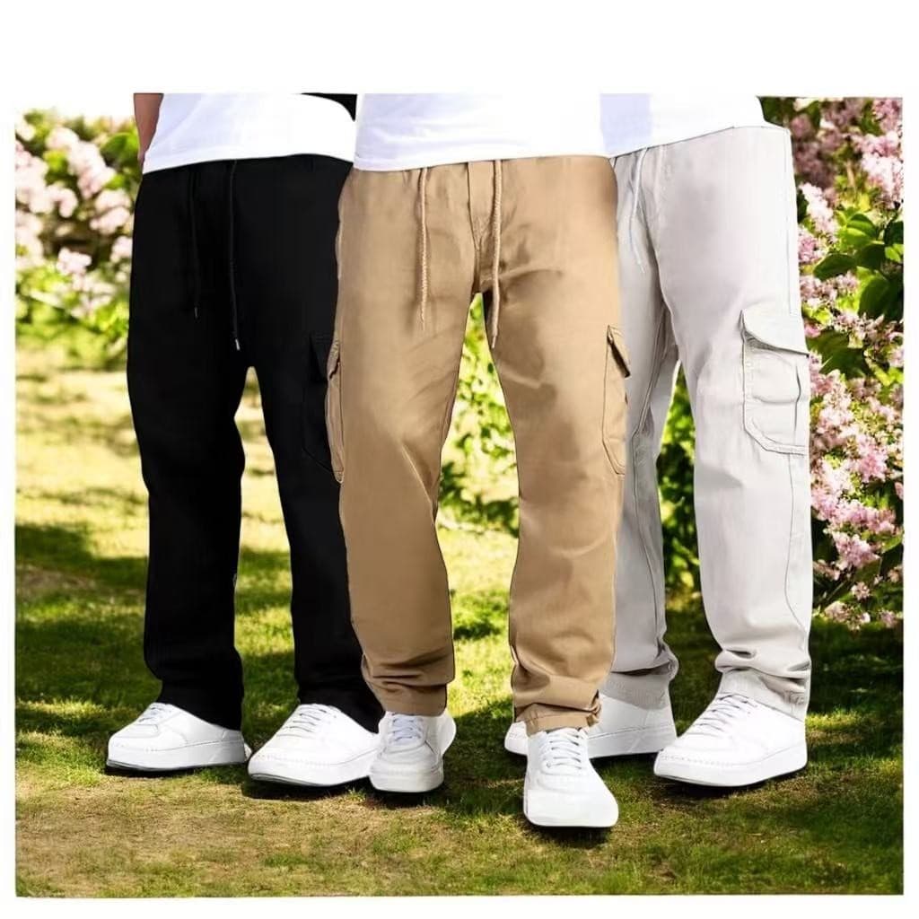KIT 3 Calça Cargo Masculina 6 Bolso Skate Premium Calça Cargo Jogger Sem Punho
