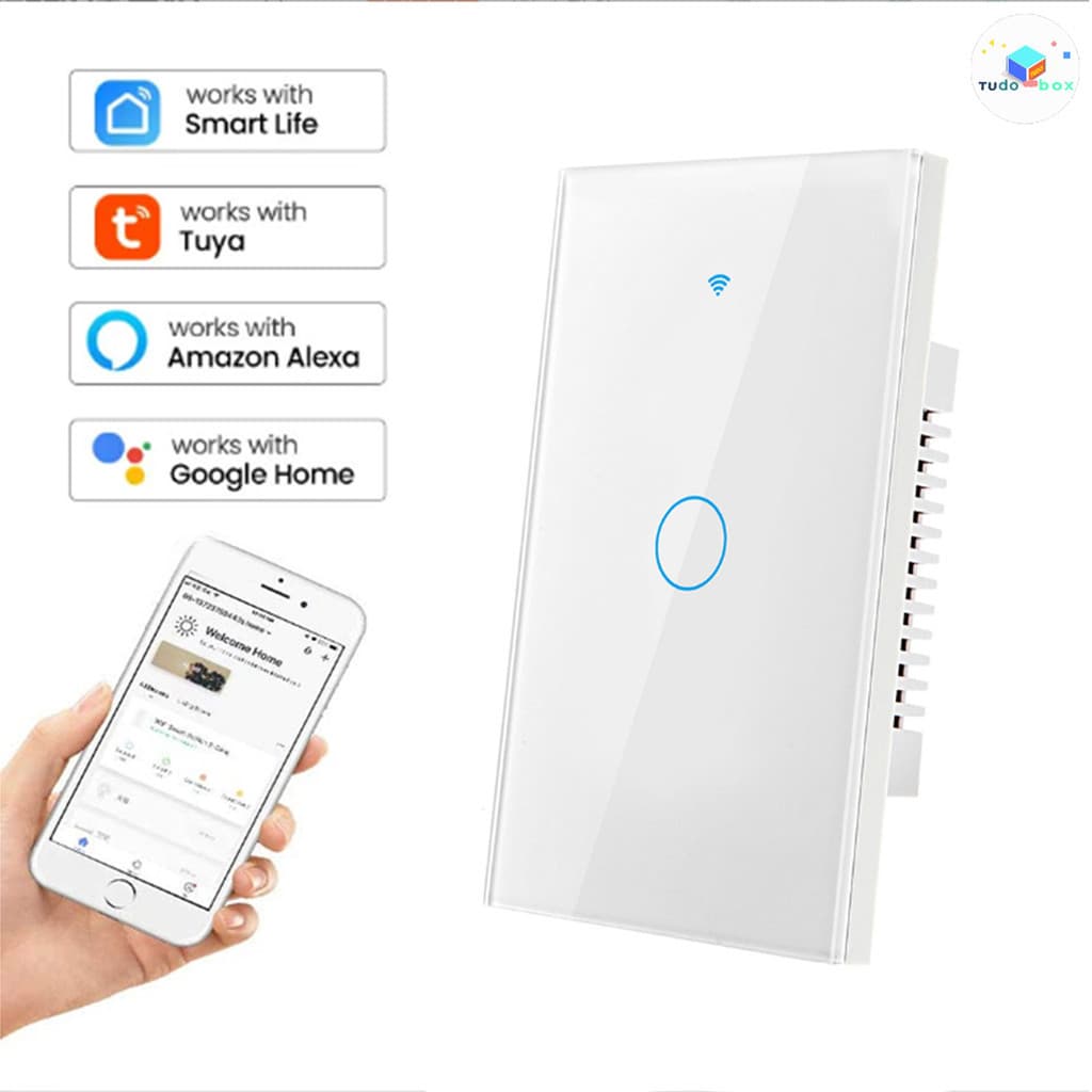 Tomada inteligente com interruptor WiFi, 1/2/3 chaves, fácil de instalar