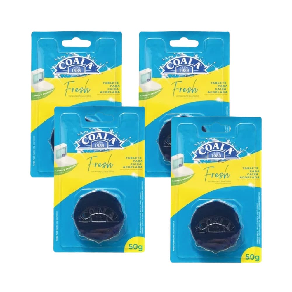 Kit 4 Tablete Coala Caixa Acoplada Descarga Limpeza Perfume Fungos Odor Detergente Sanitário Urina