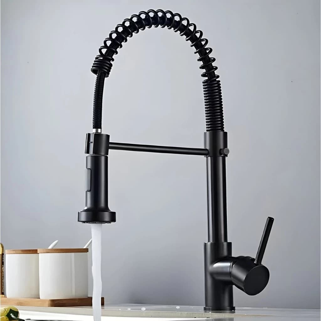 Torneira Cozinha Gourmet Monocomando Com Spray Extensor-cor preto/prata