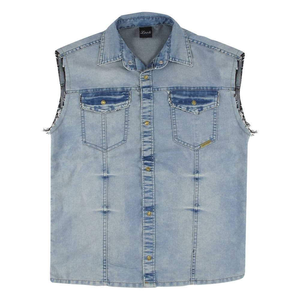 Camisa Juvenil Look Jeans Colete Jeans