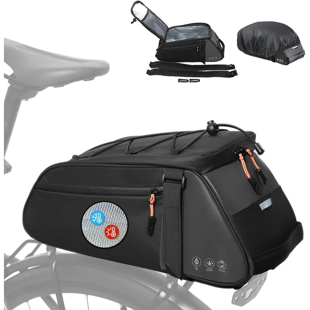 Bolsa De Rack Traseiro De Bicicleta Isolada 10L Com Capa De Chuva , Armazenamento Reflexiva À Prova D'água Para Assento