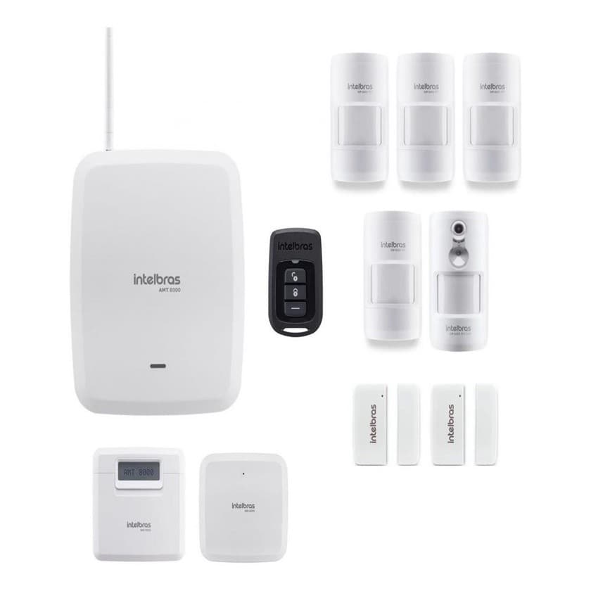 Kit Alarme Intelbras AMT 8000 com App, 8 Sensores PET, Teclado Sem Fio, Sirene e Controle